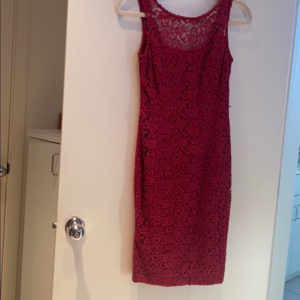 Red Guipure Lace Sheath Dress